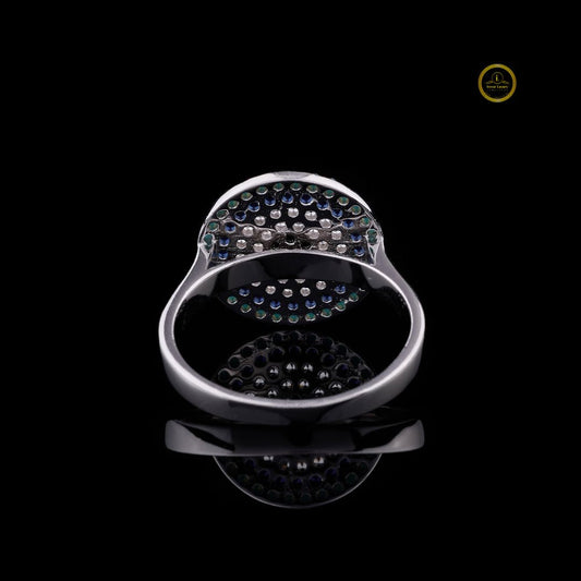 Evil Eye Ring With Lab Diamond Turquoise & Sapphire Accents - view 4