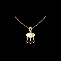 0.03 TCW Protective Evil Eye Moissanite Pendant with Enamel Center and Diamond Accented Drops