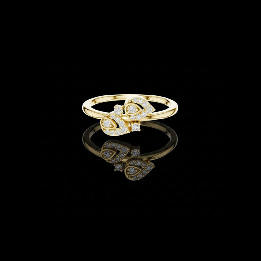 0.24 TCW Fine Moissanite Round Cut Evil Eye Diamond Ring with Dual Protective Statement Design