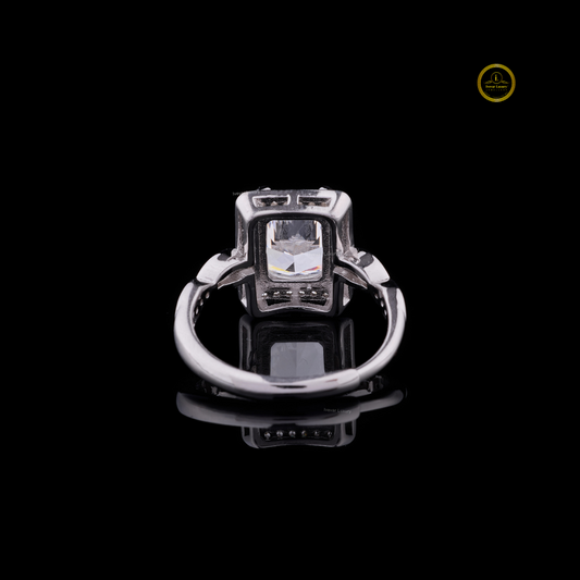 Radiant Cut Halo Ring with Marquise Leaf Moissanite Band - view 4