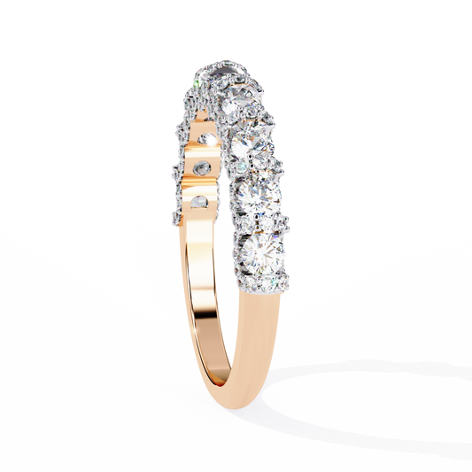 Round Cut Shared Prong Lab Diamond Half Eternity Band Wedding Ring - view 4