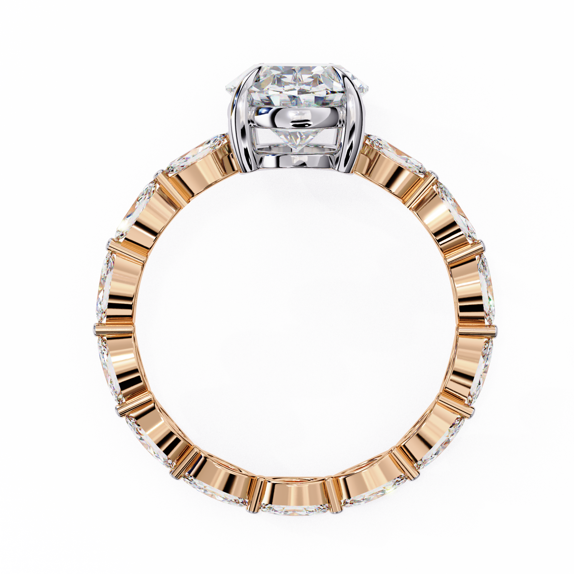 Rose gold and silver ring with a diamond 
