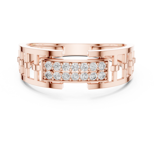 0.17 TCW Classic Round Moissanite Pave Diamonds Modern Openwork Band Statement Fine Jewelry by Ivevar Luxury