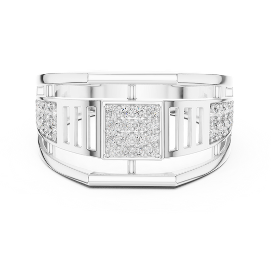 0.38 TCW Exclusive Pave Set Round Moissanite Diamond Band with Openwork Design Statement Ring For Men