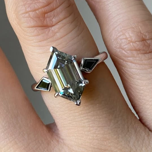 1.75 CT Modern Moissanite Antique Cut With Unique Accents Luxury Statement Ring For Party