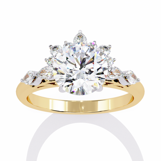 Sunburst Round Cut Lab Diamond Anniversary Ring
