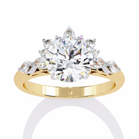 Sunburst Round Cut Moissanite Diamond Anniversary Ring
