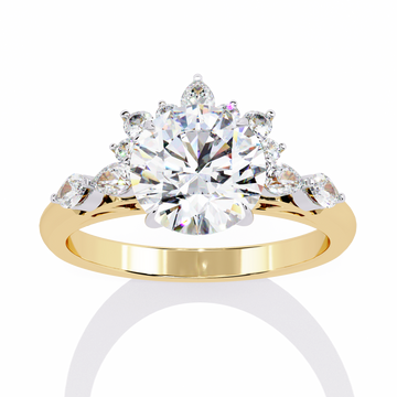Sunburst Round Cut Moissanite Diamond Anniversary Ring