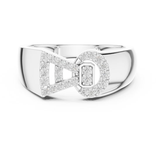 Geometric Circle With Round Moissanite Pave Setting Anniversary Ring - view 3