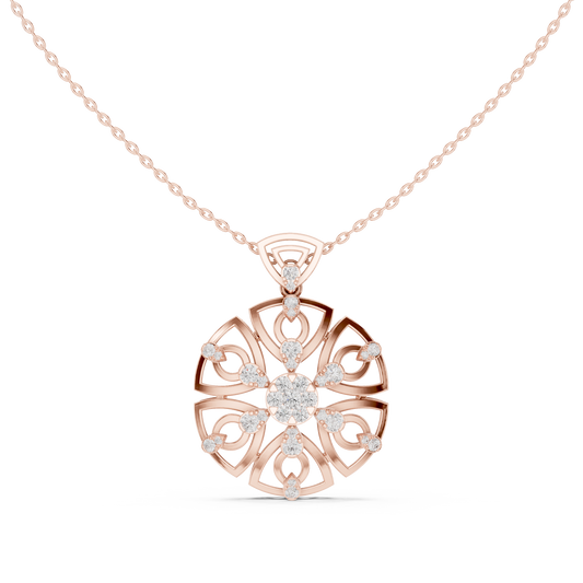 0.79 TCW Exclusive Moissanite Diamond Floral Luxury Mandala Inspired Flower Pendant Elegant Fine Jewelry Gift