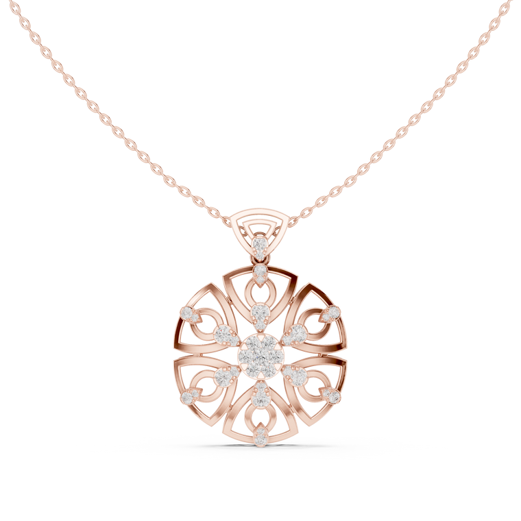 Floral Medallion Pendant with Round Brilliant Prong - view 2