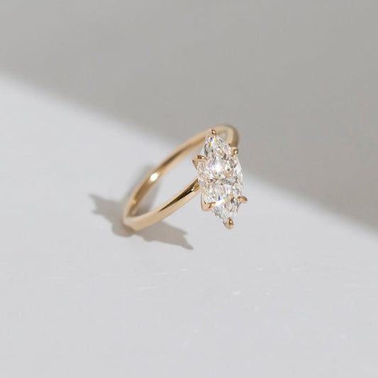 Marquise Moissanite Engagement Ring With Six Prong - view 3