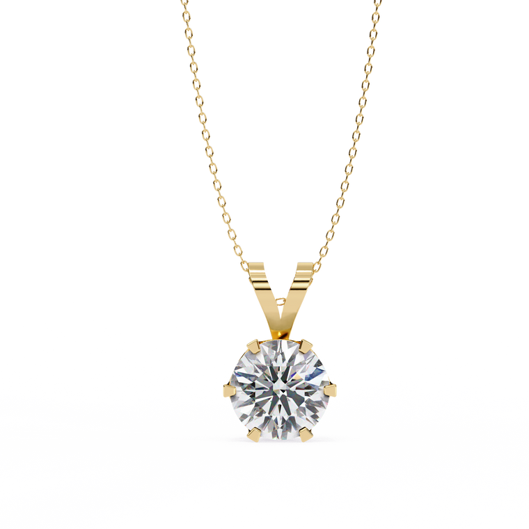 Round Solitaire Six Prong V Bail Pendant - view 2