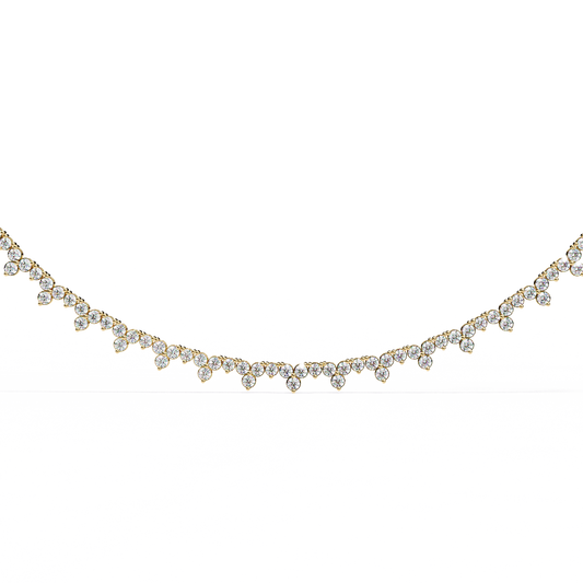Round Cut Station Tennis Necklace - view 4