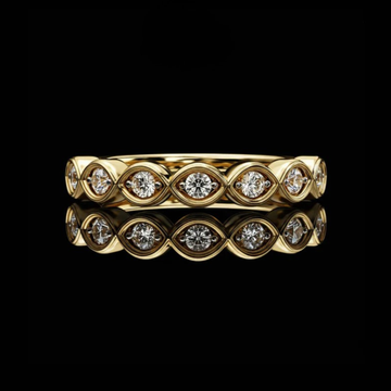 0.40 TCW Shiny Round Cut Lab Grown Diamond Unique Bezel Set Eternity Wedding Band
