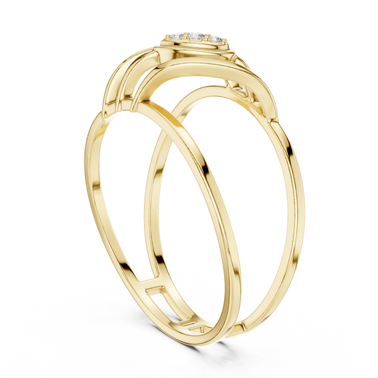Geometric Double Band Ring with Round Moissanite Accent - view 2