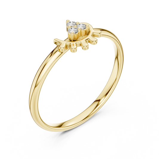 Round Eyelash Trio Cluster Ring - view 2