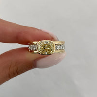 2.00 CT Elegant Moissanite Yellow Cushion Cut Diamond Bold Sparkle Engagement Ring