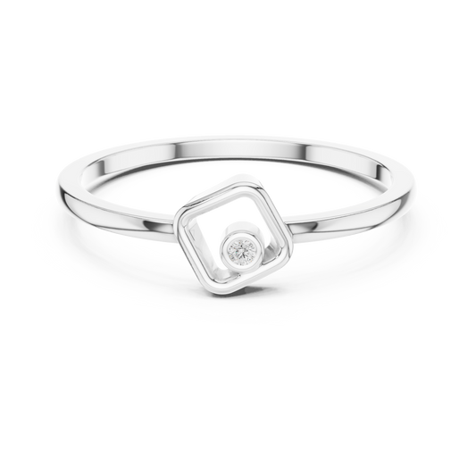 Round Cut Lab Diamond Open Square Geometric Solitaire Ring - view 3