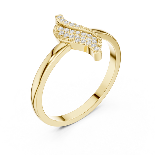 Round Cut Moissanite Leaf Motif Gold Anniversary Ring - view 4