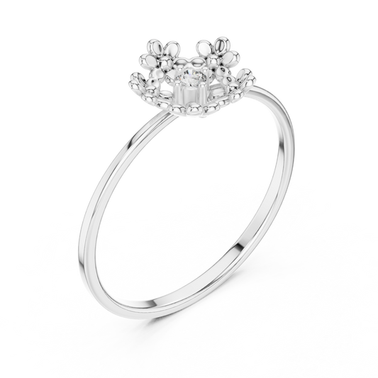 Round Moissanite Floral Cluster Bezel Set Ring - view 4