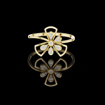 0.70 TCW Elegant Flower Inspired Gold Ring with Brilliant Moissanite Diamond Petals Modern Delicate Jewelry