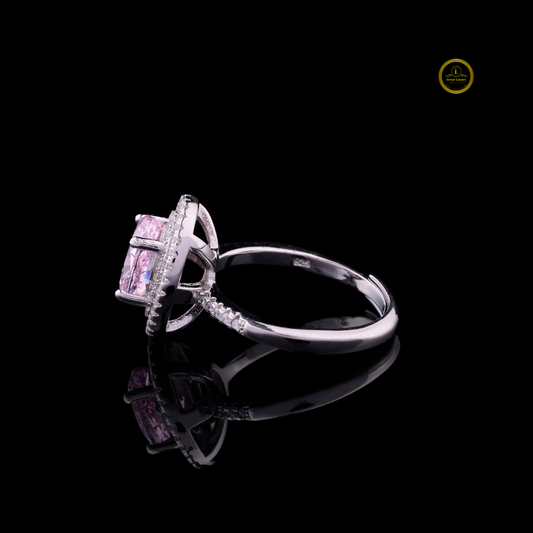 Fancy Intense Pink Oval Lab Diamond Double Halo Engagement Ring - view 3