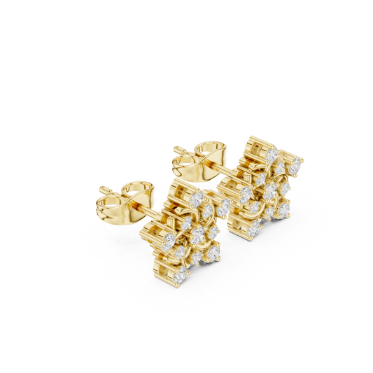 0.42 TCW Perfect Moissanite Star Floral Stud Earrings With Intricate Swirl Design and Brilliant Sparkle