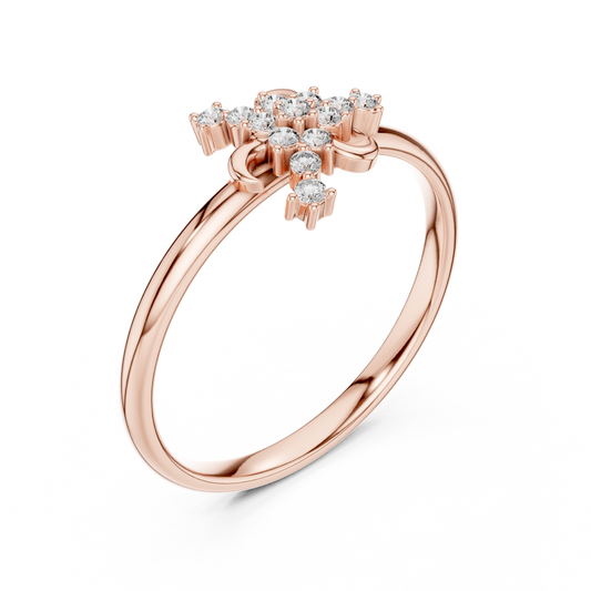 Diamond Floral Cluster Ring with Round Moissanite Stones - view 3