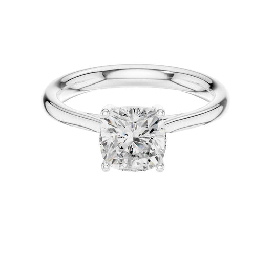 Cushion Cut Lab Diamond Solitaire Ring With Four Prong - view 3