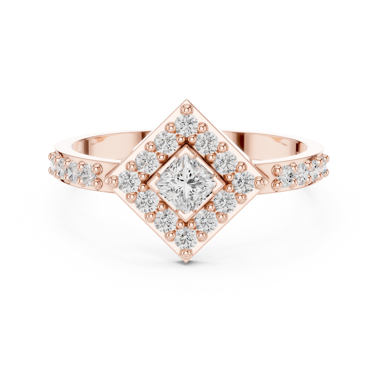 Princess Cut Halo Square Moissanite Ring - view 2