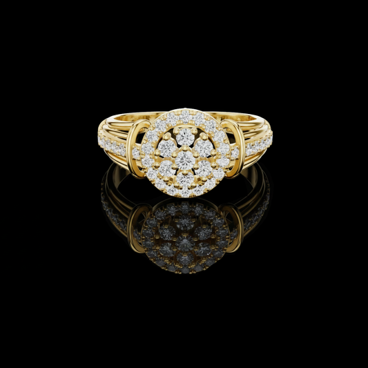 3.00 TCW Stunning Featuring a Brilliant Double Halo Lab Grown Diamond Cluster With a Multi Band