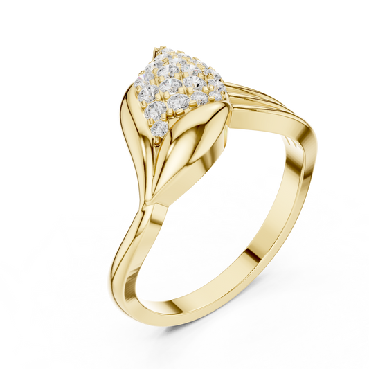 Lab Diamond Leaf Split Shank Statement Ring - view 4