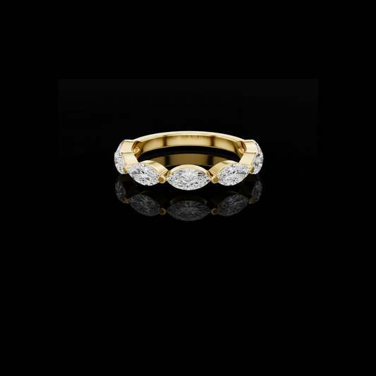 1.20 TCW Designer Style Marquise Cut Lab Grown Diamond Wedding Band in Solid Gold For Girl