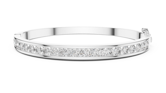 Round Cut Hinged Bangle with Channel Setting - view 3