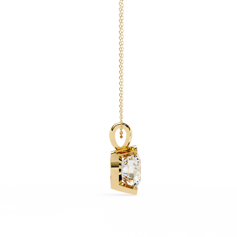 Contemporary Round Solitaire Partial Bezel Set Pendant - view 2