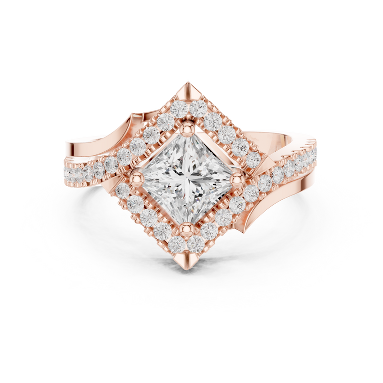 Princess Cut Halo Lab Grown Diamond Square Ring - view 2