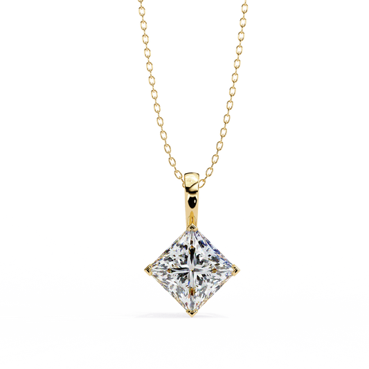 Contemporary Orientated Princess V Prong Pendant - view 2