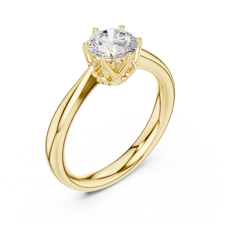 Round Cut Brilliant Six Prong Moissanite Cathedral Solitaire Ring - view 2