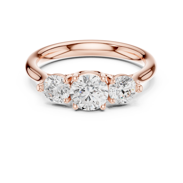 Round Brilliant Cut Three Stone Lab Diamond Engagement Ring - view 2