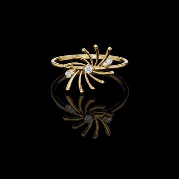 0.44 TCW Radiant Firework-Inspired Ring Accented with Brilliant Round Cut Moissanite Diamond
