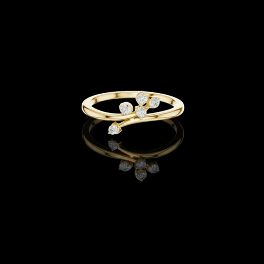 0.20 TCW Elegant Moissanite Round Diamond Floral Accent Ring in Polished Fine Luxury Jewelry