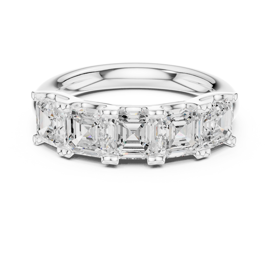 Asscher Cut Lab Diamond Half Eternity Wedding Band - view 3
