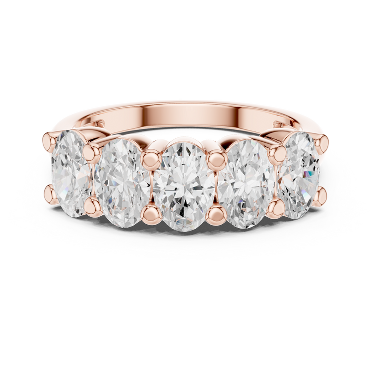 Oval Cut Five Stone Lab Diamond Ring - view 2