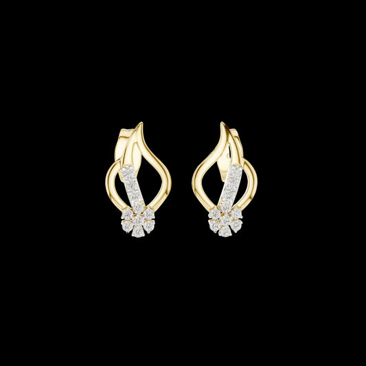 0.20 TCW Imperial Flame Curve Moissanite Diamond Cluster Earrings with Flowing Open Silhouette