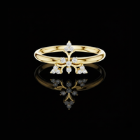 0.10 TCW Vintage Inspired Lab Grown Diamond Petal Cross Ring Intricate Fine Jewelry for Women