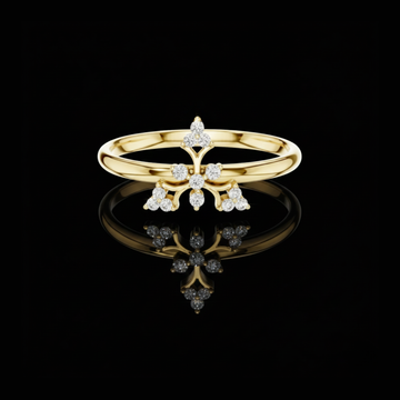 0.10 TCW Vintage Inspired Moissanite Diamond Petal Cross Ring Intricate Fine Jewelry for Women