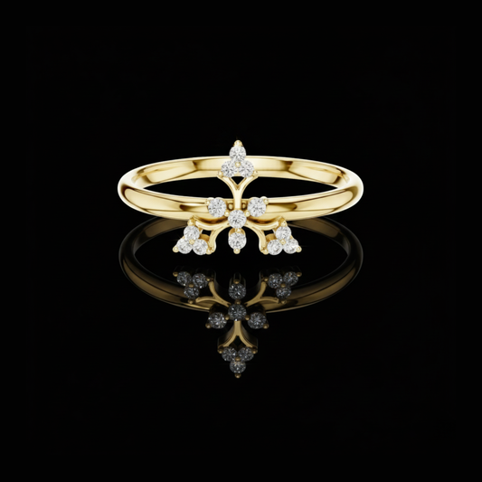 0.10 TCW Vintage Inspired Moissanite Diamond Petal Cross Ring Intricate Fine Jewelry for Women