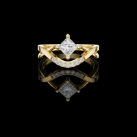 1.00 CT Open Frame Ring Showcasing a Floating Princess Lab Grown Diamond with a Curved Pave Accented Band