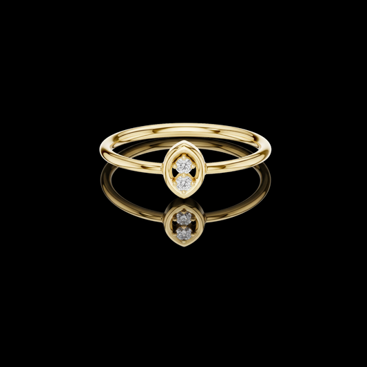 0.03 TCW Marquise Whisper Minimal Ring with Dual Round Moissanite Diamond Accent